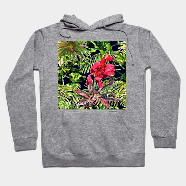 Seamless tropical flower Hoodie by Olga Berlet